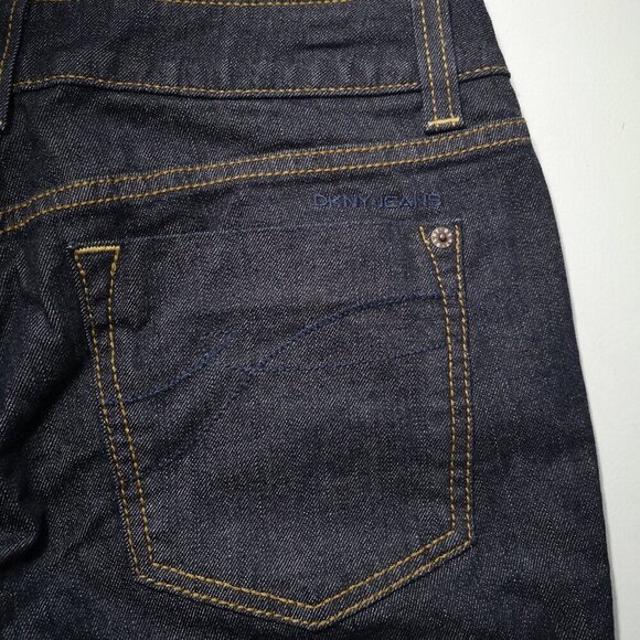 DKNY SOHO Jeans Ladies Size 10S Dark Wash Slight Flare Blue Jeans - Picture 8 of 15